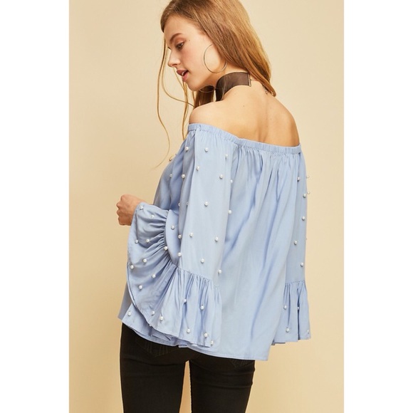 Pearl Detailed Off the Shoulder Top - Picture 4 of 4